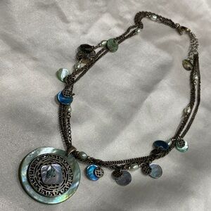 Lia Sophia Silver and Green Multi-Chain Necklace